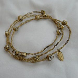 Seasonal Whispers Set of 3 Stacking Bracelets Gold Wire White Rhinestones